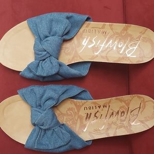 Blowfish Blue Denim Flat Sandals Women's size 9.5